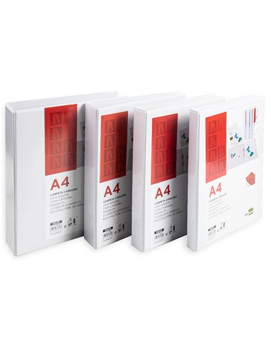 Classeur kangourou liderpapel 2 anneaux 25mm 283x320mm document a4 plastique dos 40mm coloris blanc.