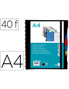 Protege-documents liderpapel personnalisable kangourou 40 pochettes amovibles 5 intercalaires a4 coloris noir.