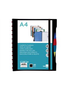 Protege-documents liderpapel personnalisable kangourou 40 pochettes amovibles 5 intercalaires a4 coloris noir. 2