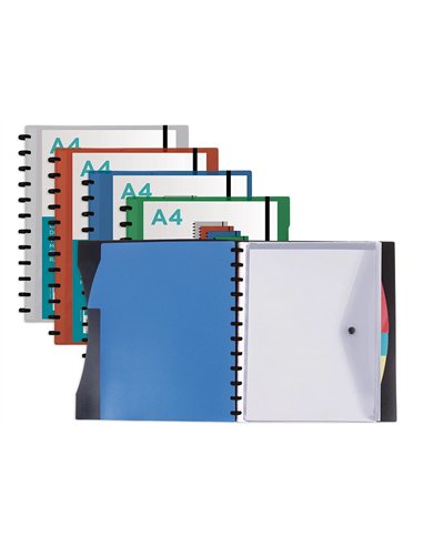 Protege-documents liderpapel personnalisable kangourou 40 pochettes amovibles 5 intercalaires a4 coloris noir.