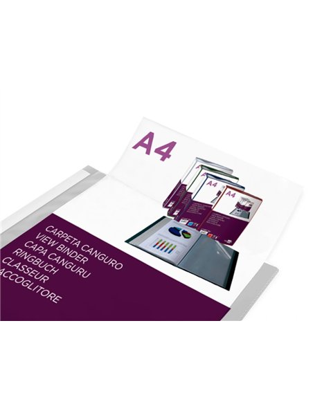Protege-documents liderpapel personnalisable kangourou polypropylene 10 pochettes fixes a4 coloris transparent.