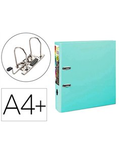 Classeur levier exacompta prem'touch polypropylène a4+ 32x30cm dos 8cm bouton poussoir coloris vert clair.