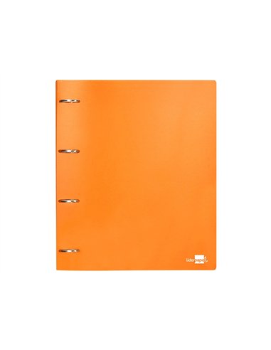 Classeur liderpapel 4 anneaux 40mm a4 polypropylene dos 55mm porte-cartes de visite coloris orange fluo.