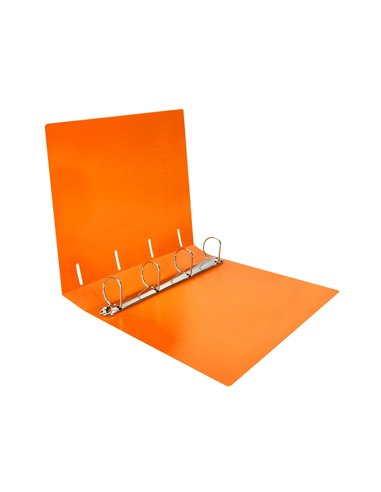Classeur liderpapel 4 anneaux 40mm a4 polypropylene dos 55mm porte-cartes de visite coloris orange fluo.