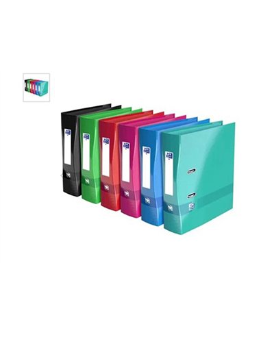 Classeur levier oxford color life a4+ 2 anneaux en d dos 80mm ergonomique coloris pastel assortis lot 10 unites.