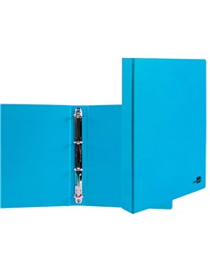 Classeur liderpapel 4 anneaux ronds 25mm a4 carton rembordé pvc coloris bleu ciel. 2
