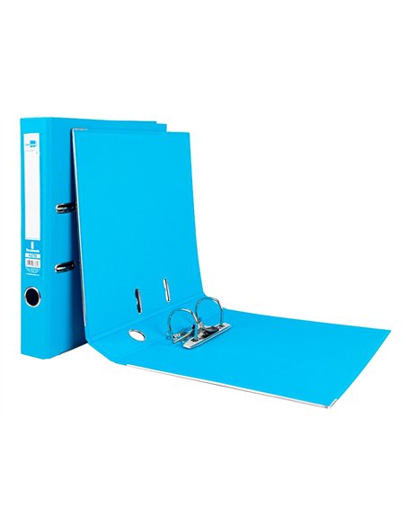 Classeur levier liderpapel a4 documenta carton rembordé 1,9mm dos 52mm rado métallique coloris bleu ciel.