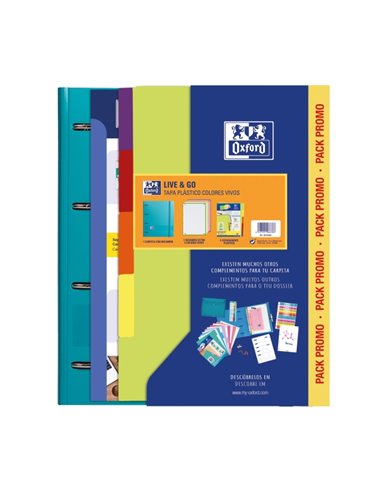 Chemise Oxford Europeanbinder Live & Go A4+ avec recharges et intercalaires - Couverture en plastique polymousse - Couleurs vive