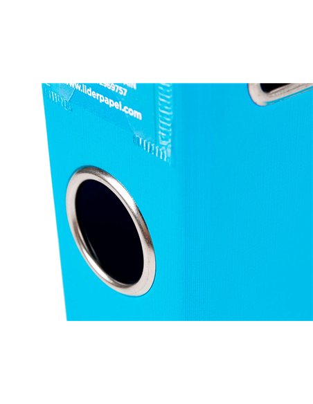 Classeur levier liderpapel a4 documenta carton rembordé 1,9mm dos 52mm rado métallique coloris bleu ciel.