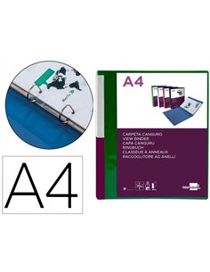 Classeur kangourou liderpapel 2 anneaux en d 25mm polypropylene 283x320mm document a4 coloris vert.
