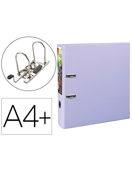 Classeur levier exacompta prem'touch polypropylène a4+ 32x30cm dos 8cm bouton poussoir coloris lilas.