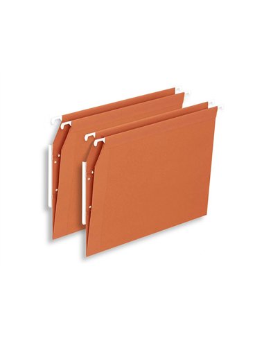 Dossier suspendu l'oblique economique kraft orange 220g armoire entraxe 330m hauteur 275mm fond v boite 25 unites.