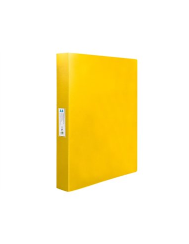 Classeur liderpapel 4 anneaux 25mm a4 260x315mm polypropylene dos 40mm porte-cartes visite coloris jaune.