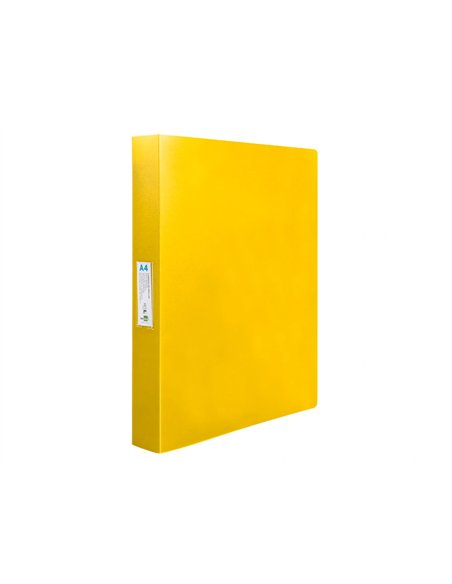 Classeur liderpapel 4 anneaux 25mm a4 260x315mm polypropylene dos 40mm porte-cartes visite coloris jaune.