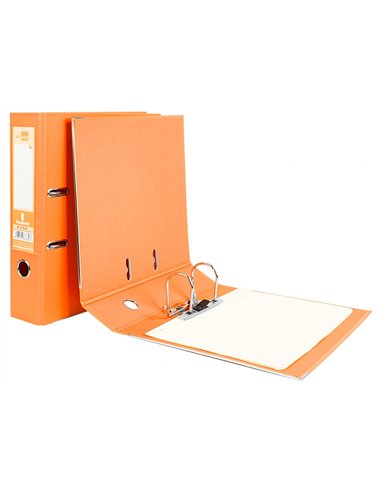 Classeur levier liderpapel a4 documenta carton rembordé 1,9mm dos 75mm rado métallique coloris orange.