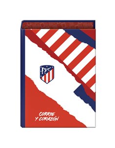 Classeur 4 anneaux Dohe Atlético de Madrid Courage et Cœur - Couverture cartonnée lignée - Anneaux nickelés 40 mm