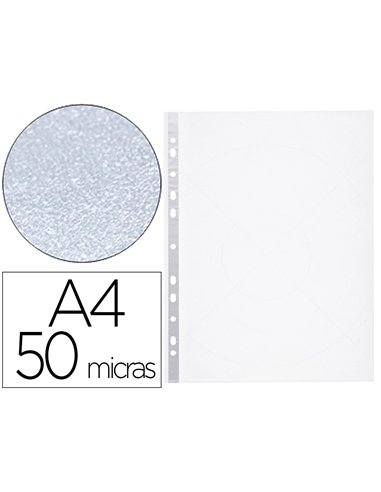 Pochette q-connect polypropylène grainé 5/100e eco perforée antistatique a4 210x297mm sachet 10 unités.