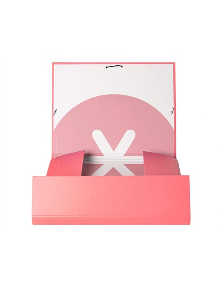 Chemise antartik carton remborde a4+ 3 rabats elastique coloris corail.