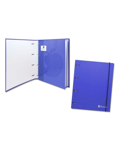 Classeur Bismark 4 anneaux 80 feuilles, quadrillage 4x4, format A4, en carton, bleu