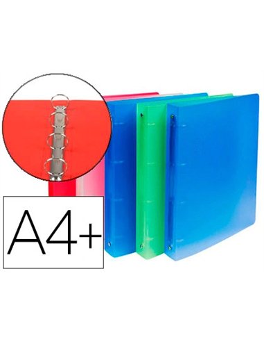 Classeur exacompta chromaline 4 anneaux 30mm a4 polypropylène dos 40mm 5 coloris assortis 10 unités.