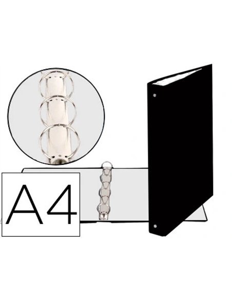 Classeur exacompta 4 anneaux 30mm a4 carte rembordée pvc dos 40mm coloris noir.