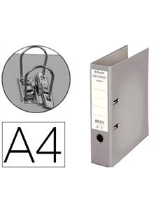 Classeur levier esselte chromos plus a4 polypropylène griffes blocage dos 80mm grand porte-étiquette coloris gris.