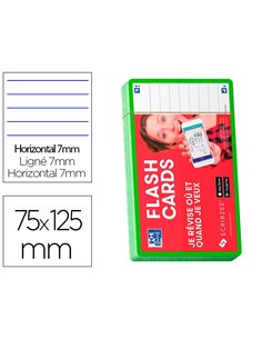 Fiches bristol oxford flash 2.0 75x125mm 32 fiches/film l7mm cadre vert.