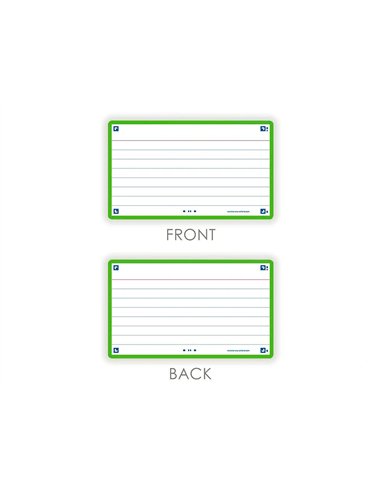 Fiches bristol oxford flash 2.0 75x125mm 32 fiches/film l7mm cadre vert.