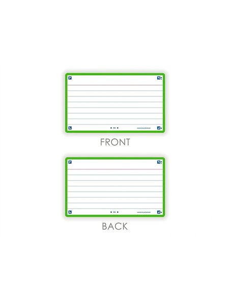 Fiches bristol oxford flash 2.0 75x125mm 32 fiches/film l7mm cadre vert.