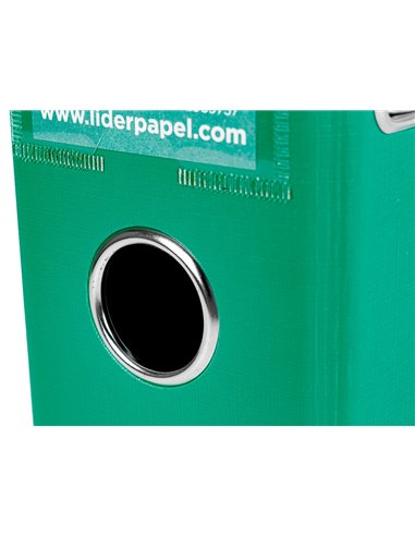 Classeur levier liderpapel a4 documenta carton rembordé 1,9mm dos 75mm rado métallique coloris vert.