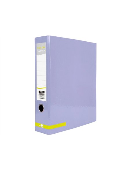 Classeur a levier liderpapel a4 color system dos de 80 mm coloris lavande.