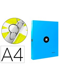 Classeur antartik 4 anneaux ronds 25mm a4 carton remborde coloris bleu.