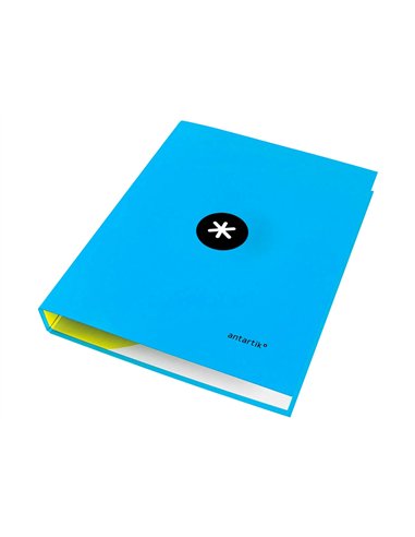 Classeur antartik 4 anneaux ronds 25mm a4 carton remborde coloris bleu.