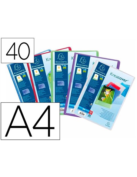 Protege-documents exacompta kreacover chromaline polypropylene semi-rigide 24x32cm 40 vues coloris.