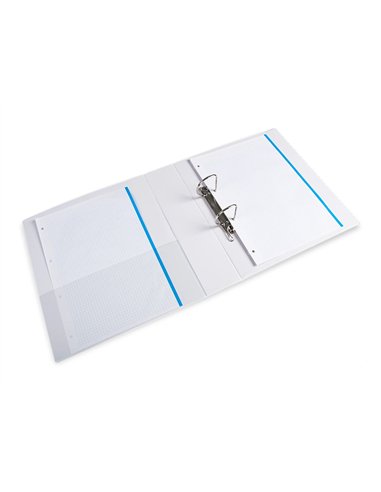 Classeur kangourou liderpapel 2 anneaux 55mm 283x320mm document a4 plastique dos 78mm coloris blanc.
