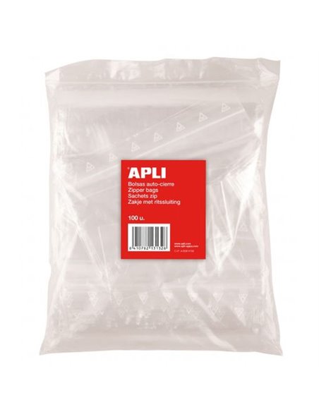 Sachets auto-fermants Apli 80 x 120 mm - Fermeture sécurisée - Qualité alimentaire