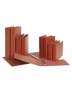 Classeur Mariola 4 anneaux en cuir gaufré et carton - Format Folio Naturel - Anneaux ronds de 40 mm - Dimensions 34 x 26 x 5,5 c