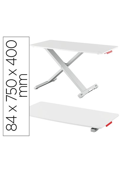 Station de travail leitz assis/debout ergo cosy pour ordinateur portable coloris gris clair.