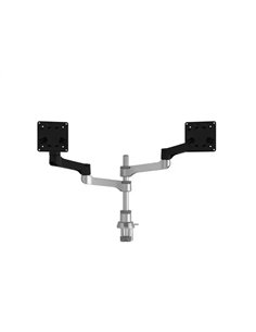 Bras ecran r-go zepher reglable pour moniteur double coloris argent.