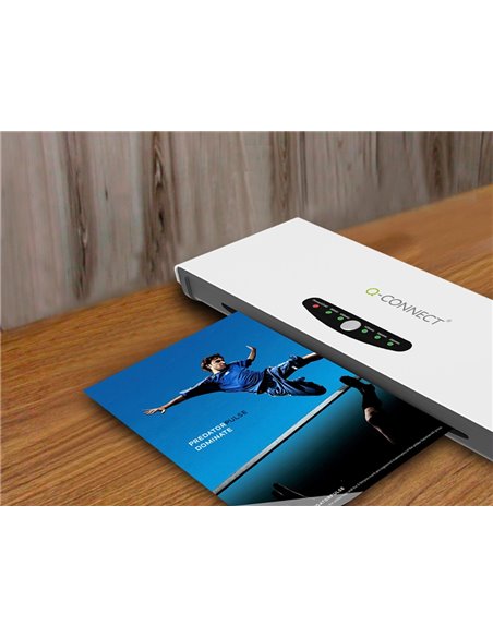 Plastifieuse q-connect professionnelle chaud/froid a3 75/250mc 4 rouleaux température réglable vitesse 300mm/min.