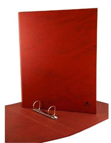 Classeur à 2 anneaux Mariola, carton doublé de papier cuir laminé - Format quart naturel - Anneaux mixtes 25 mm - Dimensions 24 