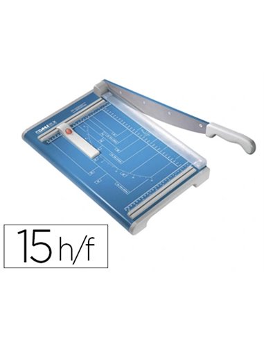 Cisaille dahle 533 format a4 capacité coupe 15f pression manuelle lame acier longueur coupe 340mm 565x20x78mm.