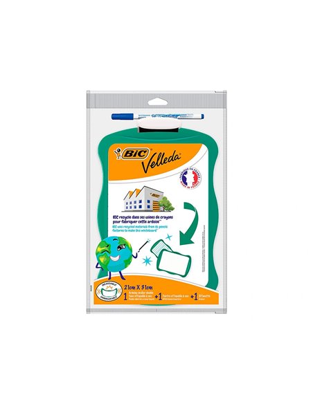 Ardoise bic velleda double face 21x31 1 feutre fin1721 bleu 1 effacette.