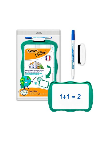 Ardoise bic velleda double face 21x31 1 feutre fin1721 bleu 1 effacette.