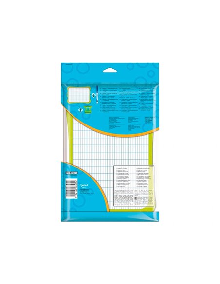 Ardoise blanche maped 1 face uni et 1 face seyes 1 feutre 1 brosse 1 sachet brochable.