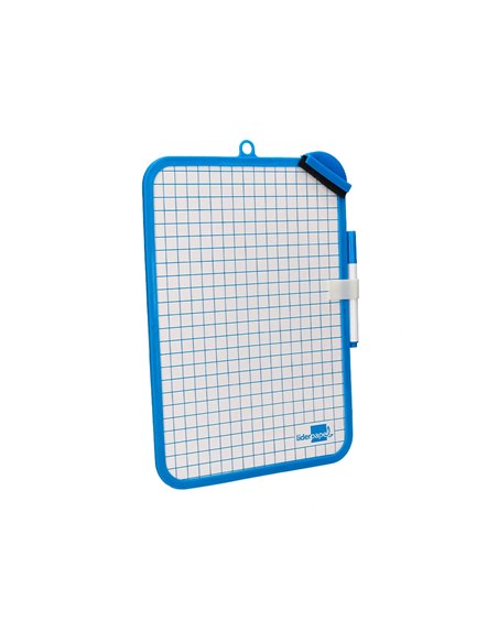 Ardoise scolaire liderpapel 18x26cm double face unie et quadrillee avec feutre et effacette magnetique coloris.