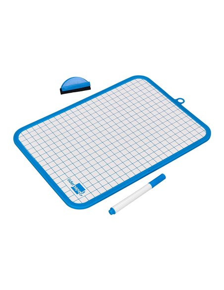Ardoise scolaire liderpapel 18x26cm double face unie et quadrillee avec feutre et effacette magnetique coloris.