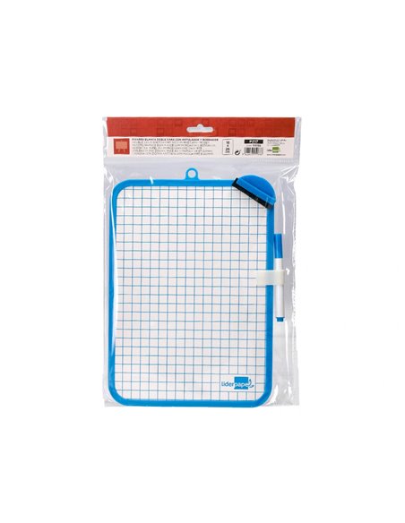 Ardoise scolaire liderpapel 18x26cm double face unie et quadrillee avec feutre et effacette magnetique coloris.