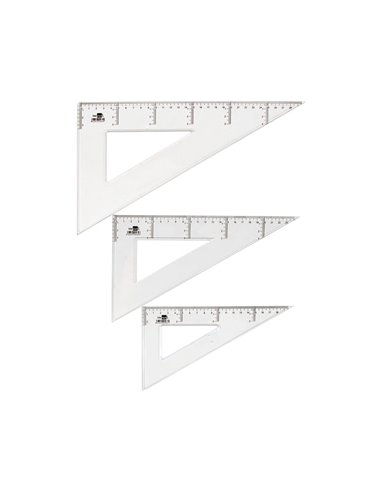 Équerre liderpapel 60 degrés 25cm biseautée graduée échelle millimètres transparente économique.