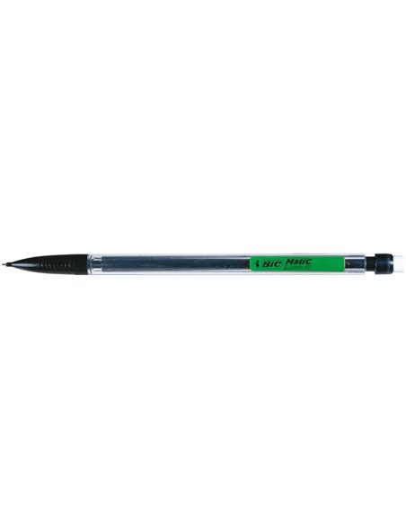 Porte-mine bic matic classic 0.5mm embout gomme corps transparent intérieur gris agrafe colorée 3 mines hb.